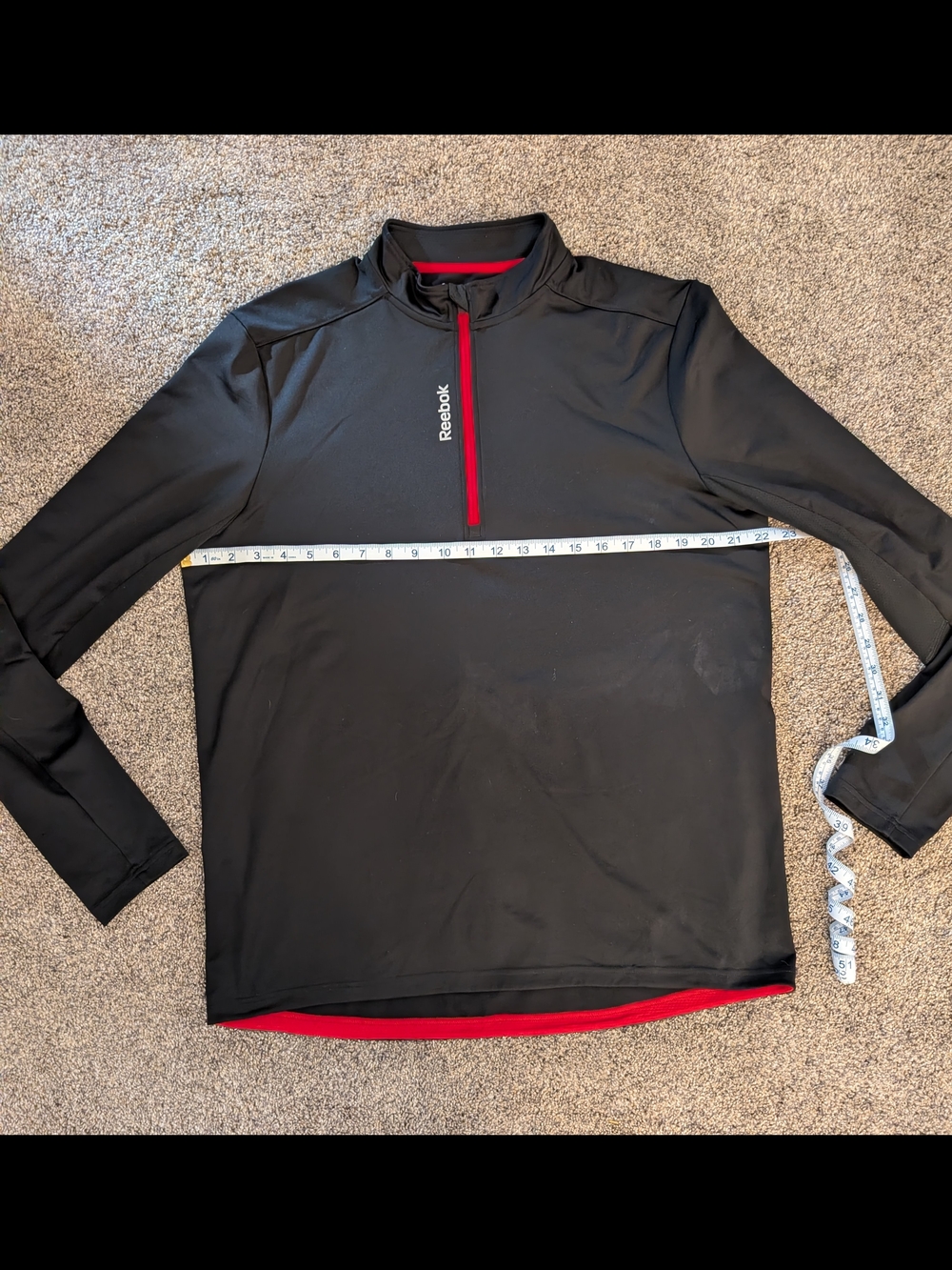 Men's Reebok Black Quarter-Zip Performance Pullover with Red Trim